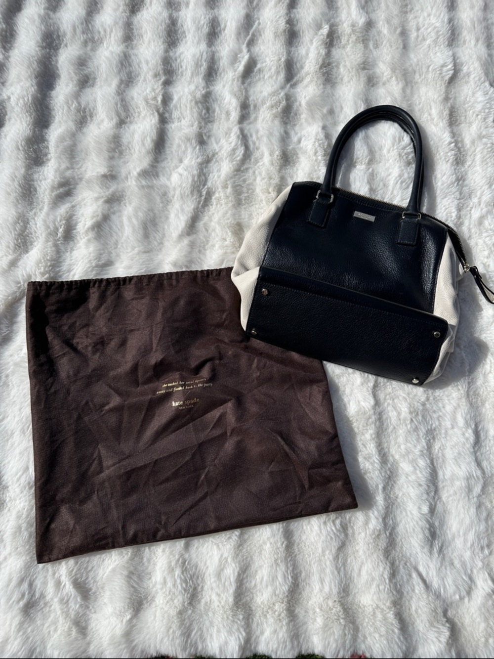 Kate Spade Ollie magnolia satchel tote leather black and white